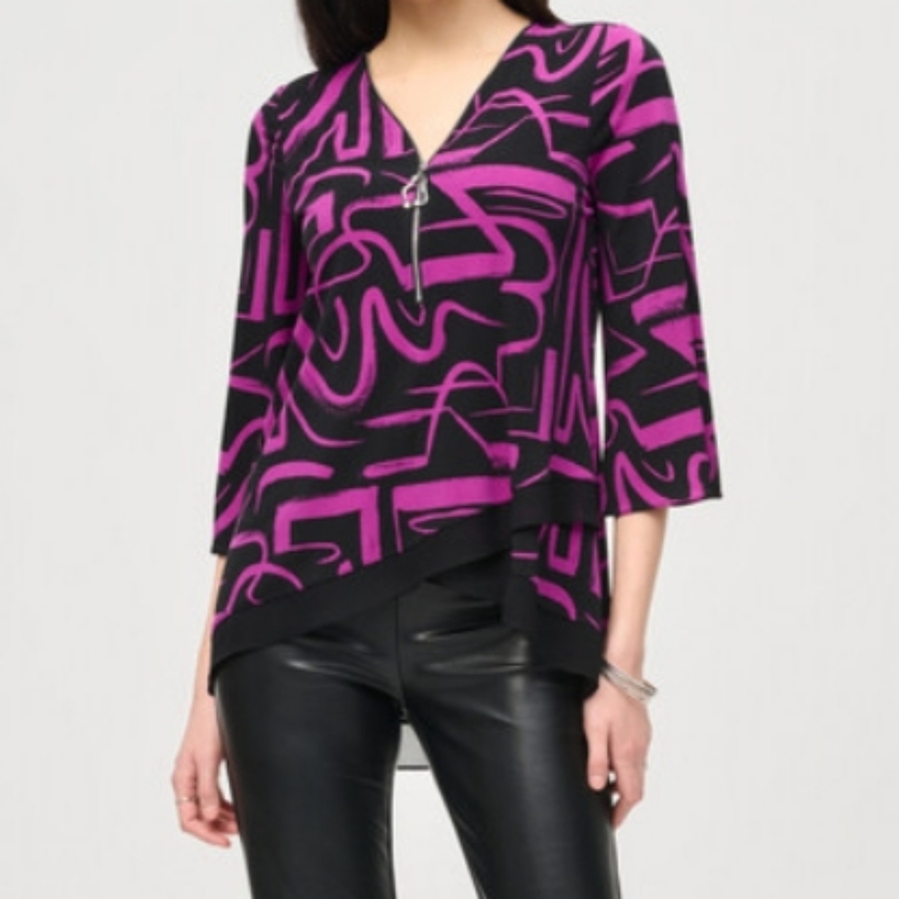 Joseph Ribkoff Black Purple Hi/Lo Tunic Top 14
